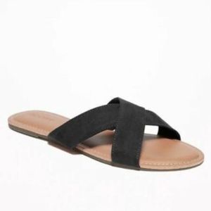 Old Navy - Faux Suede Criss Cross Slide Sandals